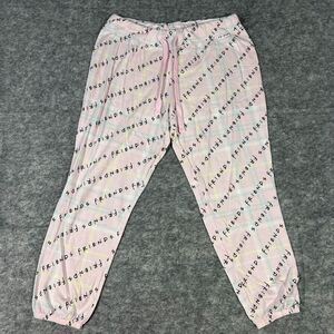 Friends Pink Pajama Pants Women's Large‎ (12-14) Stretch Drawstring Sleepwear